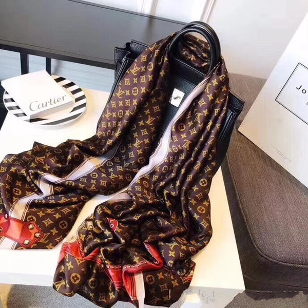 Hot New Silk Scarf for Women Spring Summer European Lock design Long Scarves Wrap with Tag 180x90Cm Shawls