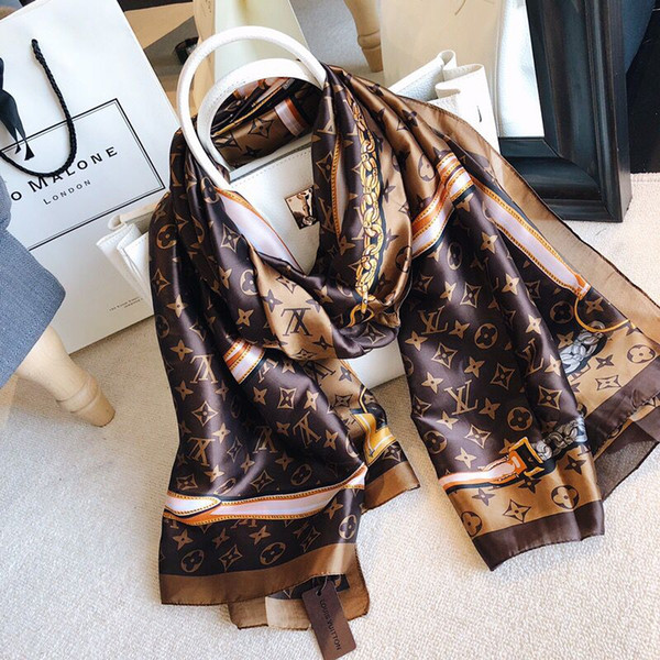 Spring silk scarf 2019 Hot Free women Letter shawl scarf fashion long neck ring Christmas gift wholesale 180x90cm