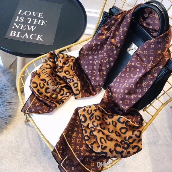 2019 top quality Luxury Brand scarf women scarf famous Designer Leopard print Scarves Shawls Wrap With Tag 180x90Cm Shawls Collar Headbands