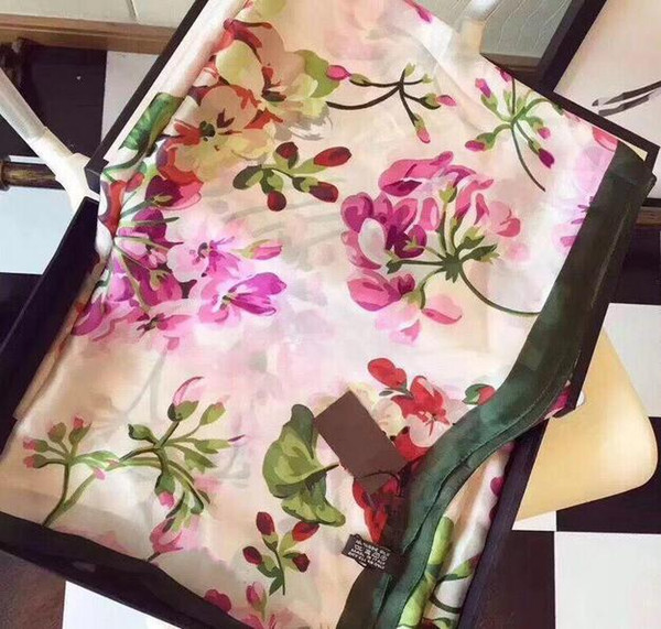 Luxurybrand Silk scarf for Women New Spring Designer Floral Flower Long Scarves Scarfs Wrap With Tag 180x90Cm Shawls