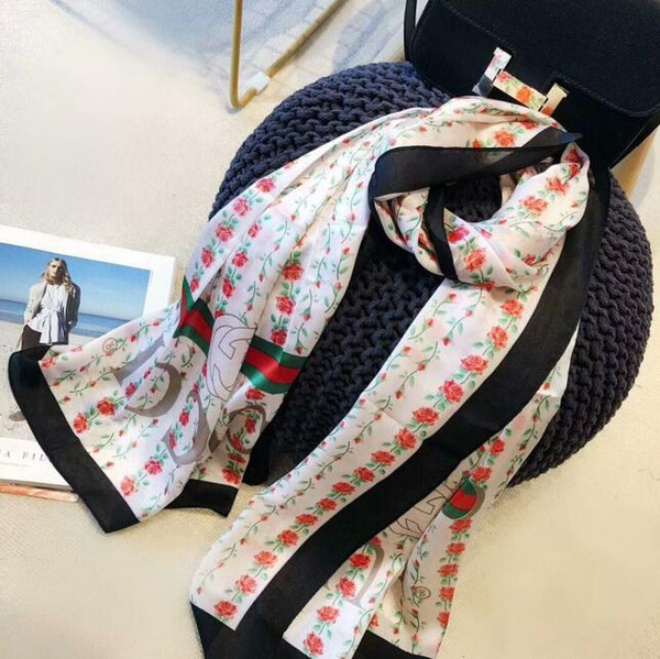 2019 new designer silk scarf women fashion letters stripe 180*90cm scarfs spring and summer elegant and beautiful accessories