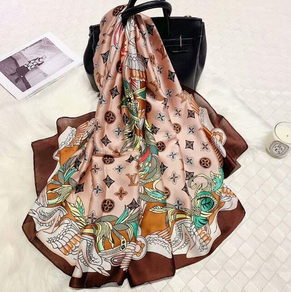 Hot Designer Spring New Silk scarf for Women Brand Letter Printed Long Scarves size 180x90Cm Shawls For Women gift