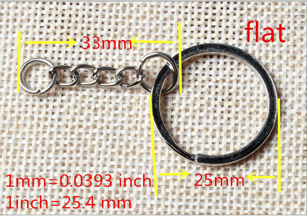 Wholesale Metal Split Keychain Ring Parts - 100 Key Chains With 25mm Open Jump Ring and Connector