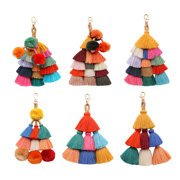 Bohemian Lady Tassel vintga Keychain Purs
8000
e Bag Buckle HandBag Pendant Handmade Car Keyring Holder colorful types Women jewelry LJJQ300