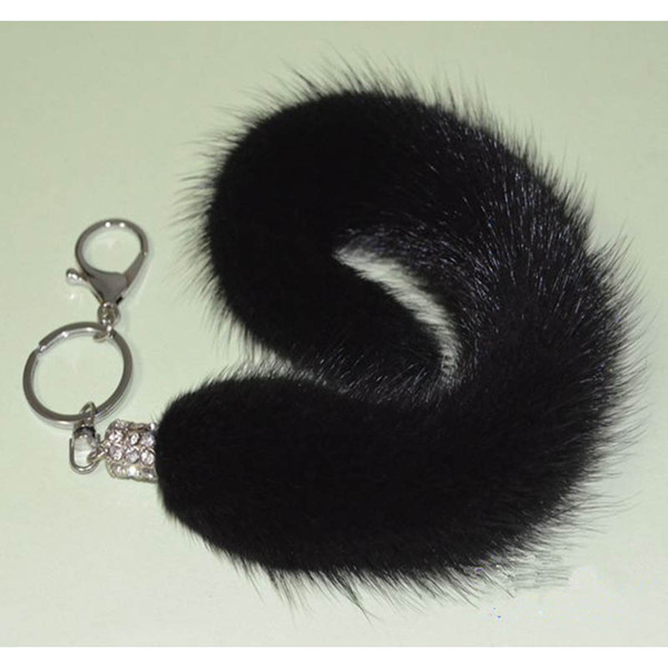 MS.MinShu Brand Mink Keychain Mink Tail Keychain Real Mink Bag Charm Natural Fur Toy genuine Natural Fur Keyring