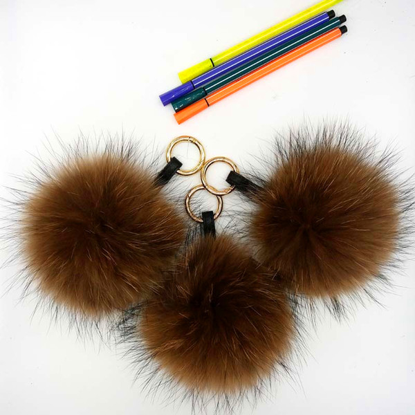 Ms.MinShu Raccoon Fur Pompoms for Hat Real Fur Balls Natural Fox Hair Pompons Keychains Fox Fur Charm Bag Pendant