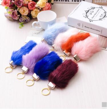 plush fur Keyring Tail Rabbit Long 15cm Lucky Charm Faux Fur Cute Soft Fluff Handbag Charms car keychain pendant Festival party gift free sh