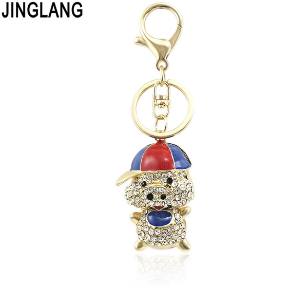 JINGLANG New Pig Fortune Cute Crystal Charm Pendant Purse Handbag Car Keychain Creative Lucky Gift Collection