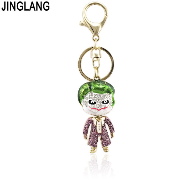 JINGLANG Bling Rhinestone KeyChain Elegant Colorful Man Keychain Keyring Bag Pendant Car Key Chin Ring