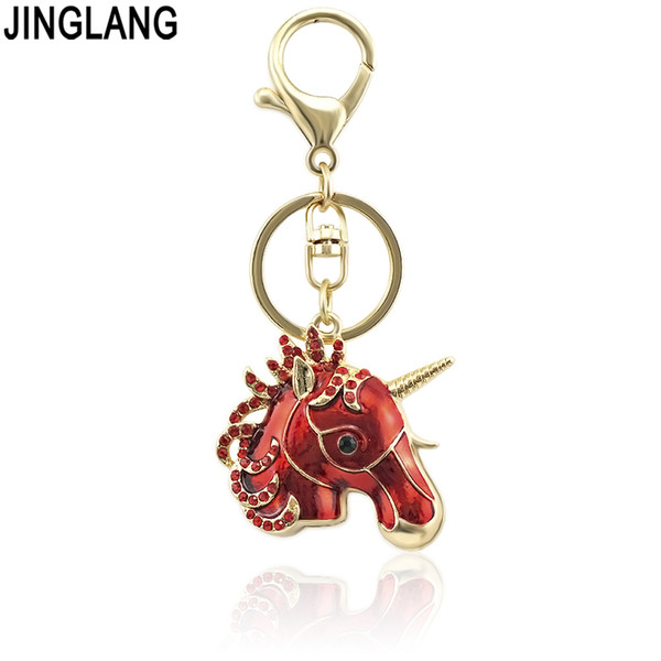 JINGLANG New Fashion Unicorn Keychain Bag Charm Pendant Keys Holder Keyring Jewelry For Women Girl Gift Keychain Jewelry