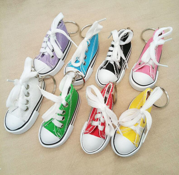 3D Sneaker Keychain Canvas Shoes Key Ring Tennis Shoe Chucks Keychains Holder Handbag Pendant Favors 9 Colors