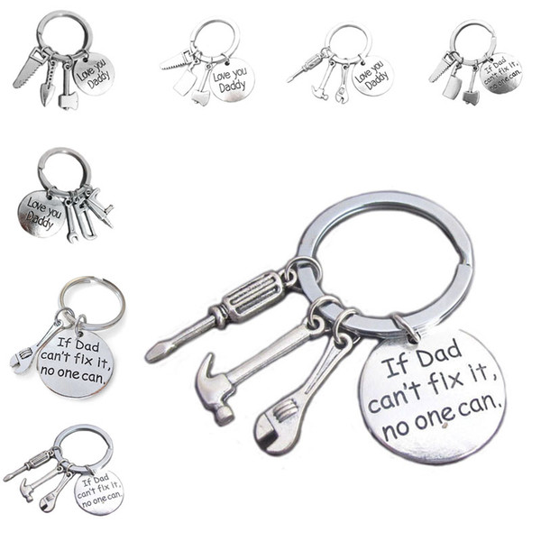 Fix It No One Can Keychain Key Ring Hand Tools Hammer Screwdriver Wrench pendants Fashion Jewelry Father Day gift drop Shipping