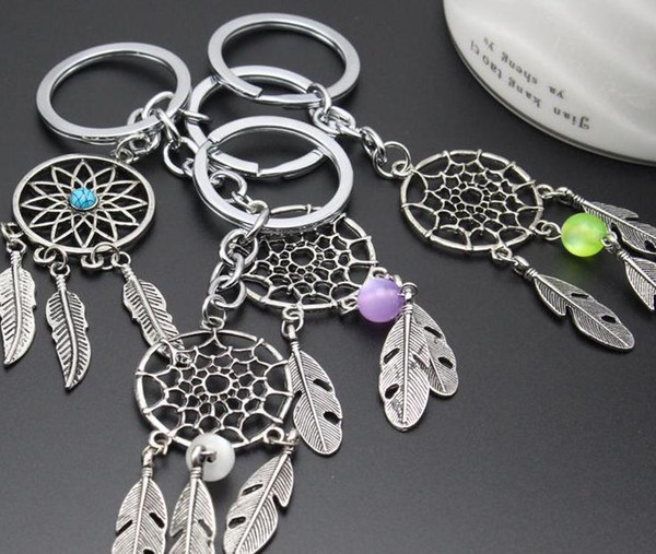 NEW Amulet Vintage Dream Catch Key Pendant Indian Style Dreamcatcher Keychain Wicker Crafts Women Gifts 6 Colors Free Shipping