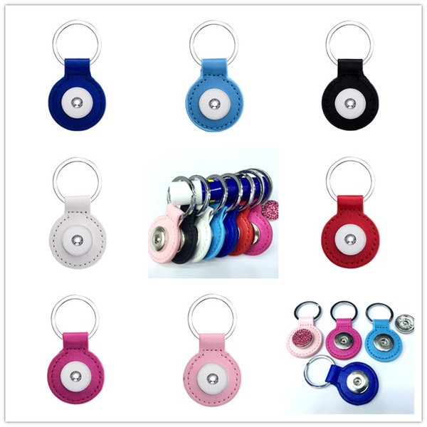 3.5cm Zinc Leather Snap button pendant Keychains fashionable multi-color optional DIY Noosa Key chain Car Keyring Accessories Components