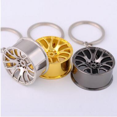 3 Colors Metal Wheel Hub Keyrings Auto Sports Cars Wheel Key Rings KeyChain Pendant Silver Gold Black Wheel Pendant Hangs