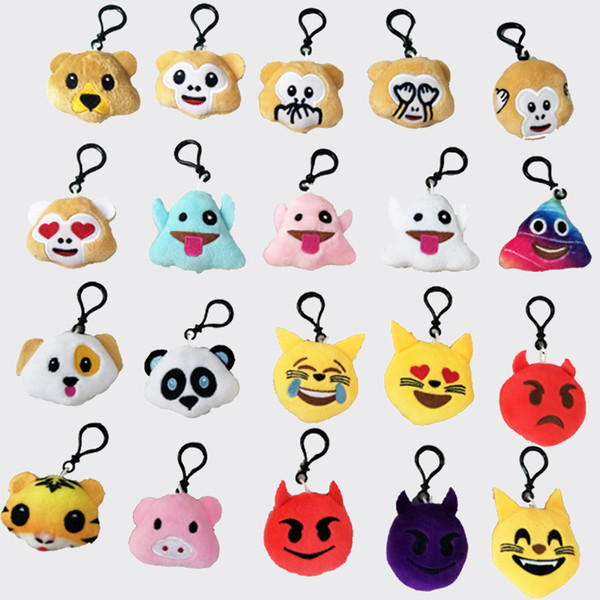 Emoji Keychain Mini Cute Plush Pillows Kids Party Supplies Favors Colorful Doll Emotion Soft Cushion Key Chain Keyring Bag Decor Accessories