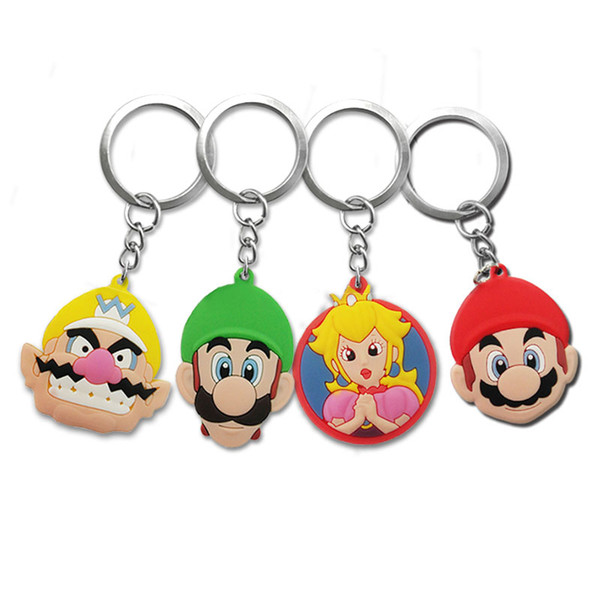 MOQ=10PCS Super Mario Metal Key Chains Cute Cartoon Soft Key Ring PVC Anime Figure Keychain Car Key Holder Fashion Accessories wholesalers