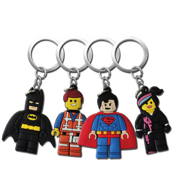 MOQ=10PCS Super Hero Metal Key Chains Cute Cartoon Soft Key Ring PVC Anime Figure Keychain Car Key Holder Fashion Accessories wholesalers