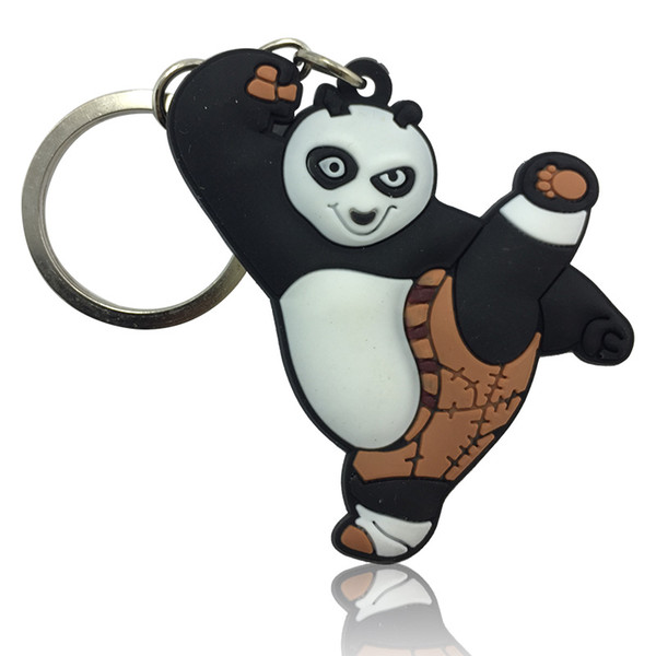 MOQ=10PCS KungFu Panda Key Chains Cute Cartoon Soft Key Ring PVC Anime Figure Keychain Car Key Holder Fashion Accessories Wholesalers Gift