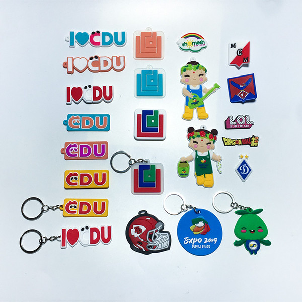 MOQ=500PCS Personalized Customization PVC Key chains Your Own Design Business Logo Custom Design Key Ring Cartoon Keychain for Wholesale