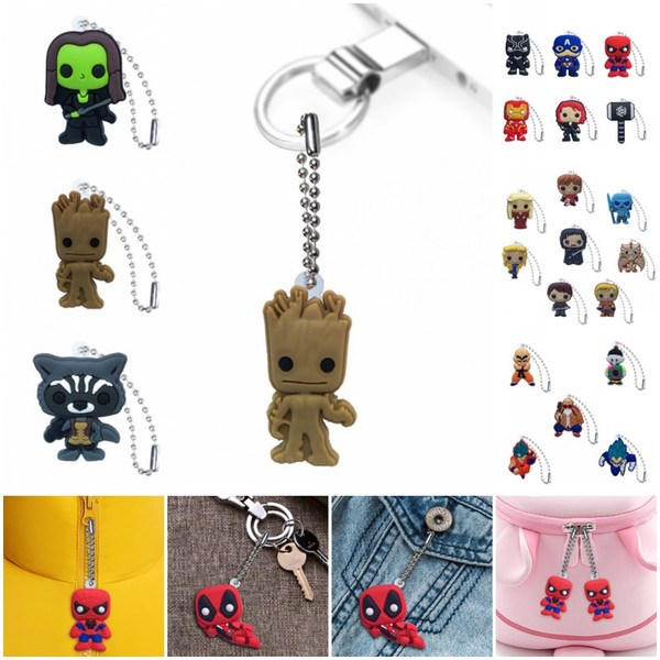 MOQ=500PCS Guardians Galaxy Deadpool Avengers South Park Ball Chains Keychains Car Key Holder Accessories Hang Decoration Ornaments Free DHL