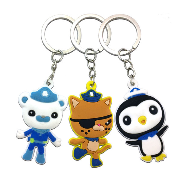 MOQ=10PCS The Octonauts Metal Key Chains Cute Cartoon Soft Key Ring PVC Anime Figure Keychain Car Key Holder Fashion Accessories wholesalers