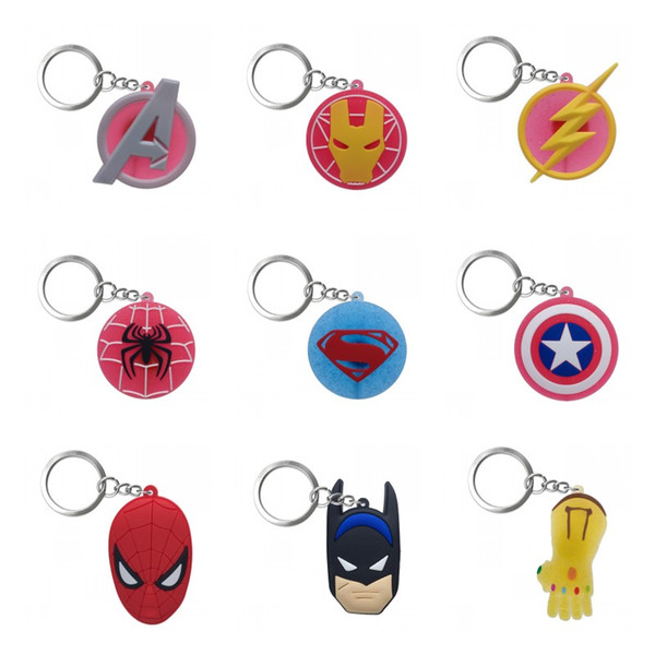 MOQ=10PCS Avengers Logo Metal Key Chains Cute Cartoon Soft Key Ring PVC Anime Figure Keychain Car Key Holder Fashion Accessories wholesalers