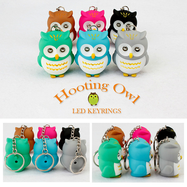 LED Owls Luminous Keychain Sound/Voice Glowing Pendant Flash Key Ring Creative Lighting Children Toy Gift for Lovers