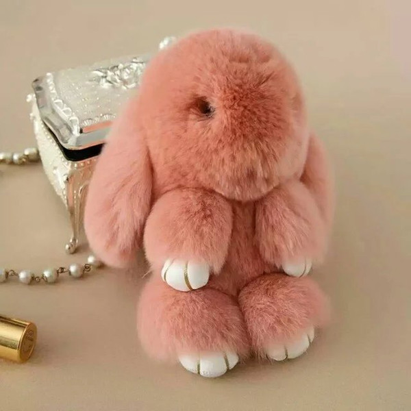 2017 new fashion rabbit fur keychain for bag, bag hanger, rabbit fur toys, hot sale rabbit fur key ring for decoration