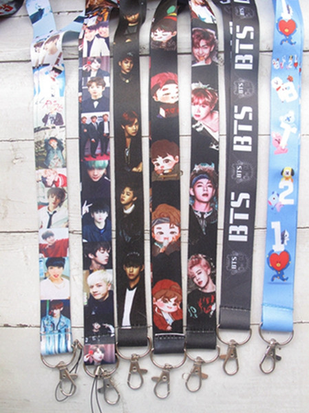 Free Shipping BTS BT21 Key Chains Neck Strap Keys Camera ID Card Lanyard C-4