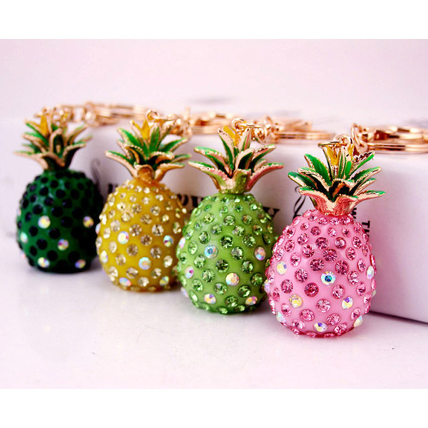 2019 Pineapple Fruit Crystal Rhinestone Keyring Keychain - Key Chain Rings Holder - Fashion Jewelry Bag Charm Pendant Gift