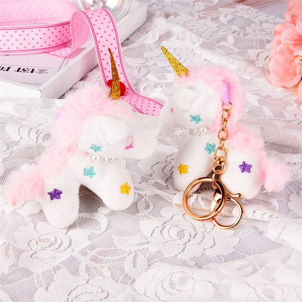 2019 Cartoon Lucky Plush Unicorn Keychain And Bag Pendant Jewelry Keyring Girls Gift Lucky Unicorn Keychain Pendant