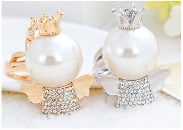 2019 Creative Pearl Angels Limited Edition Small Gift Alloy Car Keychain and Bag Ornaments Pearl Little Angel Alloy Car Keychain