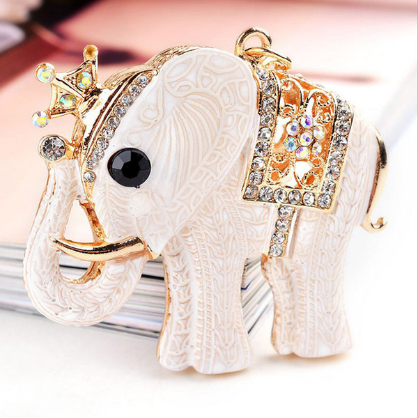 2019 RE Cute Elephant Crystal Keychain Trinket Rhinestone Car Keychains Pendant Bag Charm Key ring For Women's Cars Accessories J3130