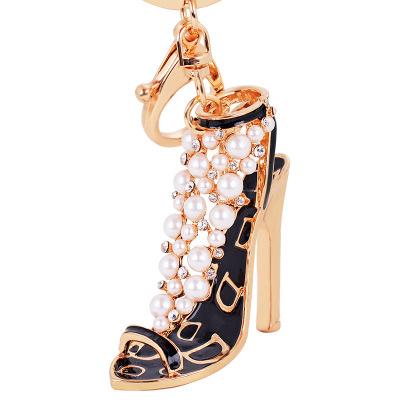 2019 Fashionable Key Ring Pearl High Heel Key Chain Car Decoration Pendant Pearl high heel car keychain Exquisite keychain