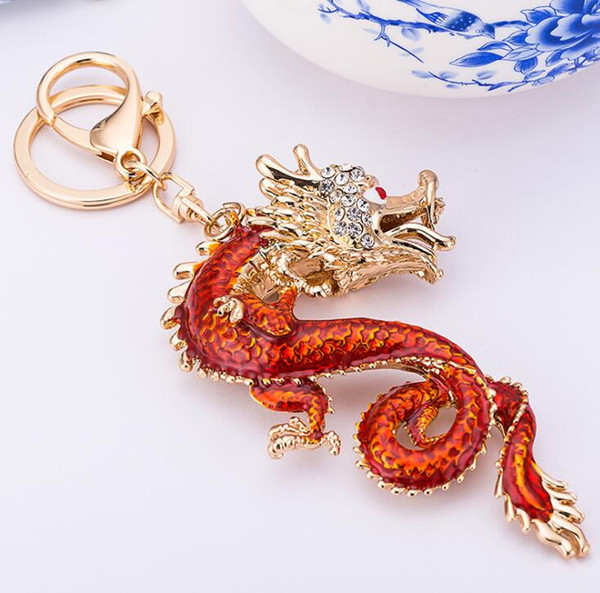 2019 Animal Enamel Keychains Pendant Key Chain Crystal Keychain Dragon Car Gold Key Chain Bag Charms Key Chains Holder