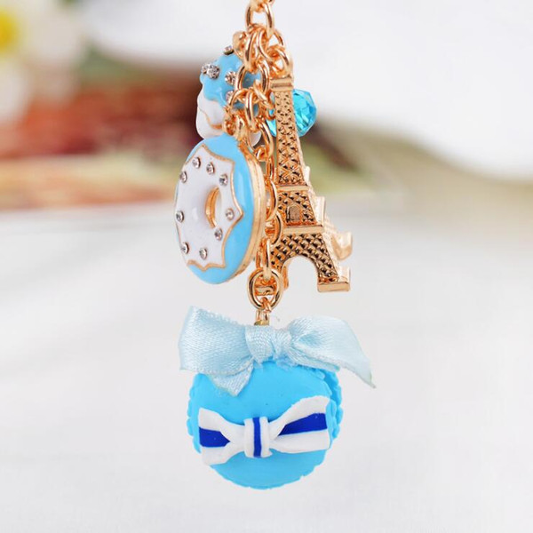 2019 Cute Sweet Cake Resin Key Chain Metal Crafts Girls Small Gift Car Keychain Keychain Pendant Small gift car pendant