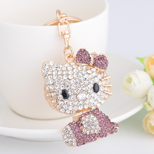 2019 1pc Retail Classic 18K Gold Plated Diamond Inserted Rhinestone Key Chains for Girl Women Keychain Rhinestone Gift Key chains