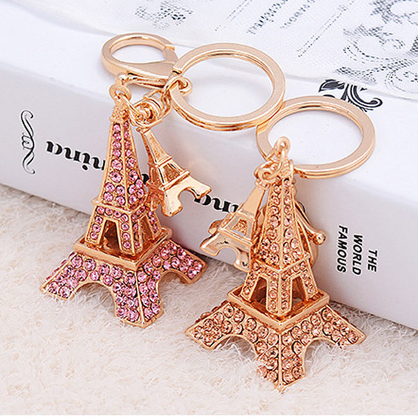 2019 crystal Eiffel Tower Keychain French France Souvenir Paris KeyChain Key Chain Key Car Bag Holder Keyring free shipping