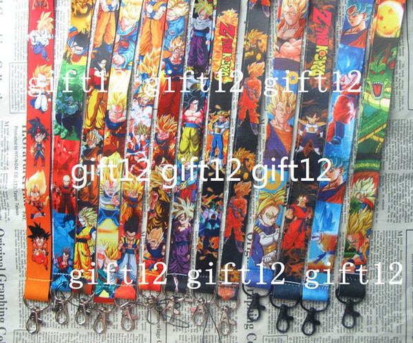 Free Shipping 10 PCS/LOT New Cartoon Dragon Ball z Lanyard ID Holder Mobil Phone Neck Strap Keychain Wholesale