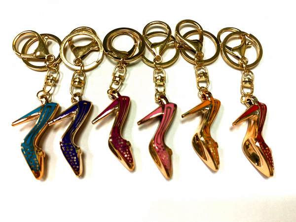 IN STOCK! Free DHL High heels key chain High-heeled shoes handbags accessories car key ring chain pendant Multicolor high heel key ring