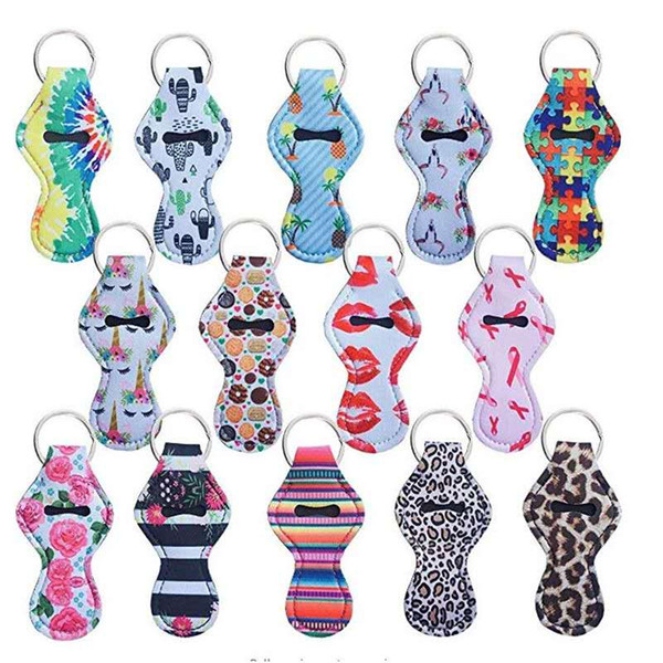 IN STOCK! Free FedEx 59 colors pattern Lily printing chapstick holder keychain Lily mermaid Lip bag Colors monogram multi chevron chain