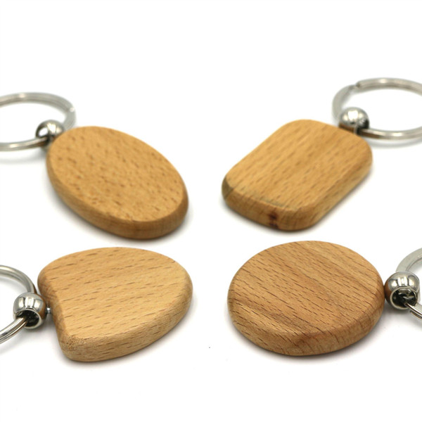 IN STOCK! Free DHL Round, oval, heart-shaped, rectangular wood Keychain Beech wood Keychain wood Keychain circular pendant creative gift