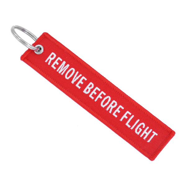 In Stock !13 Models Remove Before Flight Key Chain Double-sided Hand Embroidery Luggage Tag Zipper Woven Keychain Gifts