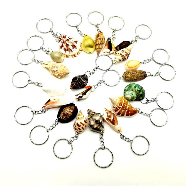 IN STOCK! Free DHL 7 Different Conch shell Keychain Bag Charms Keychain Purse Pendant Cars Holder Mini Animal Key Ring Hanging Buckle