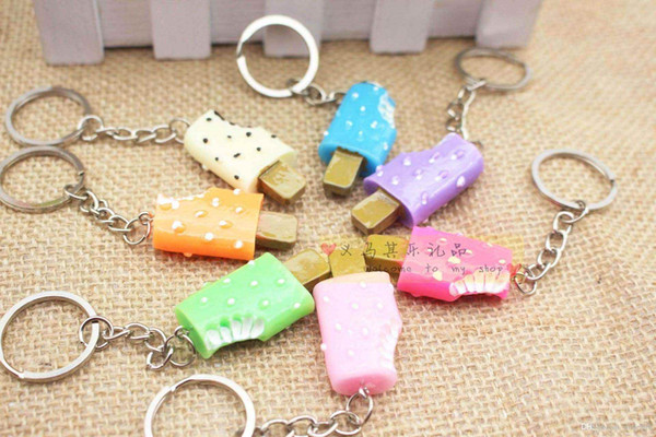 IN STOCK! Free DHL 7 Different Styles Mini Cute Chocolate Rainbow Popsicle Ice Cream Cream filling Keychain Phone Holder Key Ring