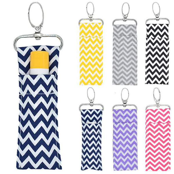 IN STOCK! Chevron Lipstick Chapstick Holder Keychain Lip Bag Colors Monogram Multi Chevron Key Lip Palm Holder