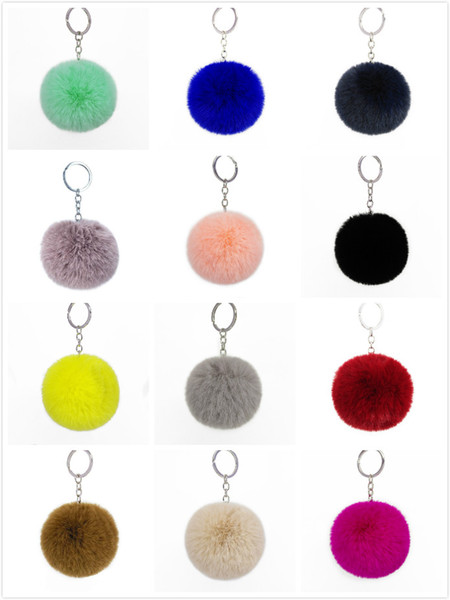 IN STOCK! Free DHL 8CM Imitation Rabbit Hair Ball Key Ring Faux Fur Short Hair Bag Pendant Cute Plush Ball Ladies Bag Hanging