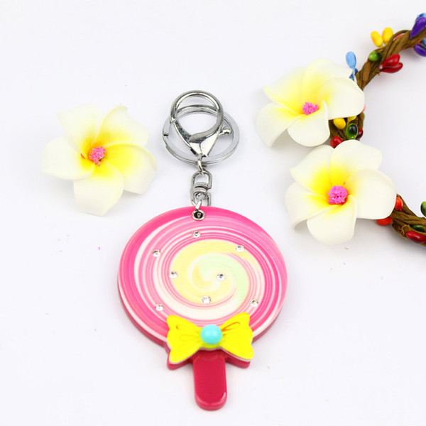 Lollipop Iconic mirror keychain with bow keycharm stone fashion accessories acrylic keyholders cute design key ring hot sale styles jeweller