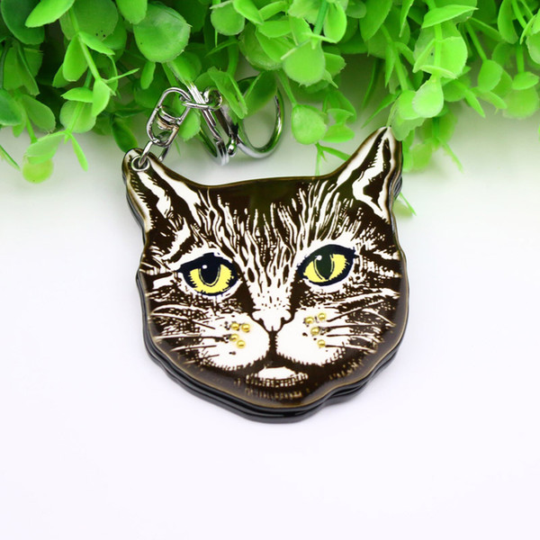 cartoon cat compact mirror keychain custome animal styles acrylic keyholders fashion accessoreis pocket keycharms kering for bags